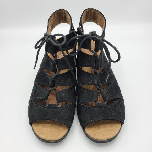 Rockport Cobb Hill Heels Black Suede Leather 7 Wide - Picture 6 of 15